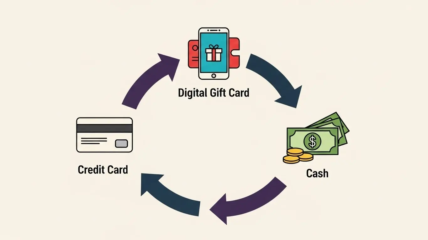 카드 현금화 핵심 단계를 정리한 체크 이미지 - 2026-2-3